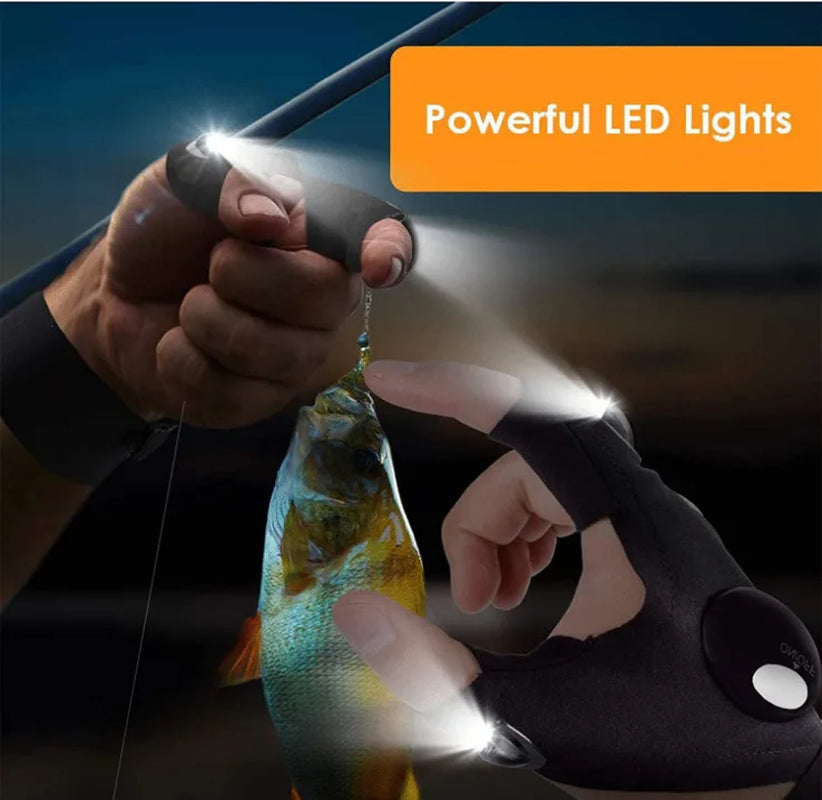 Fingerless LED Glove Flashlight Waterproof Gloves Torch Outdoor Gear Night Light Fishing Camping Hiking Survival Light Tool