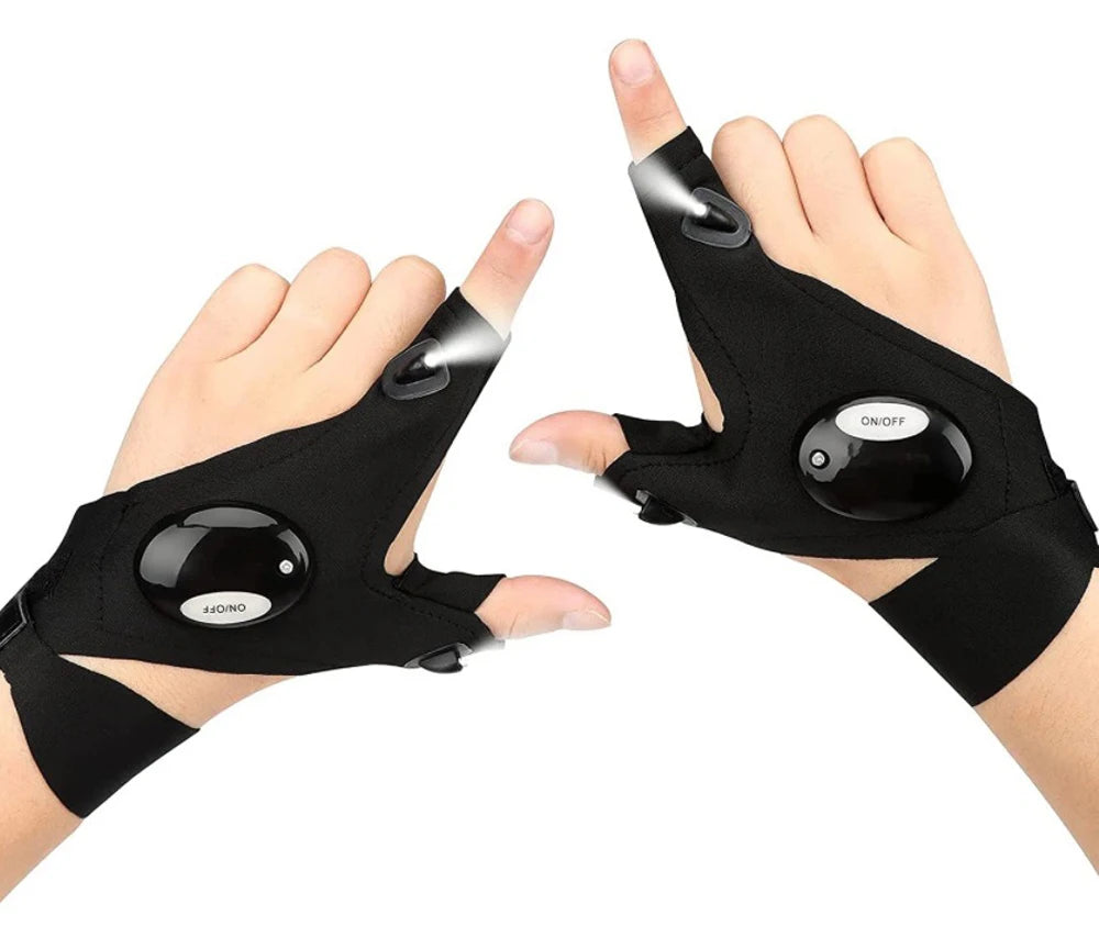 Fingerless LED Glove Flashlight Waterproof Gloves Torch Outdoor Gear Night Light Fishing Camping Hiking Survival Light Tool