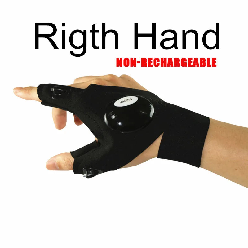 Fingerless LED Glove Flashlight Waterproof Gloves Torch Outdoor Gear Night Light Fishing Camping Hiking Survival Light Tool