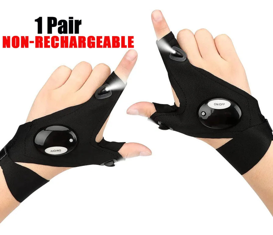 Fingerless LED Glove Flashlight Waterproof Gloves Torch Outdoor Gear Night Light Fishing Camping Hiking Survival Light Tool