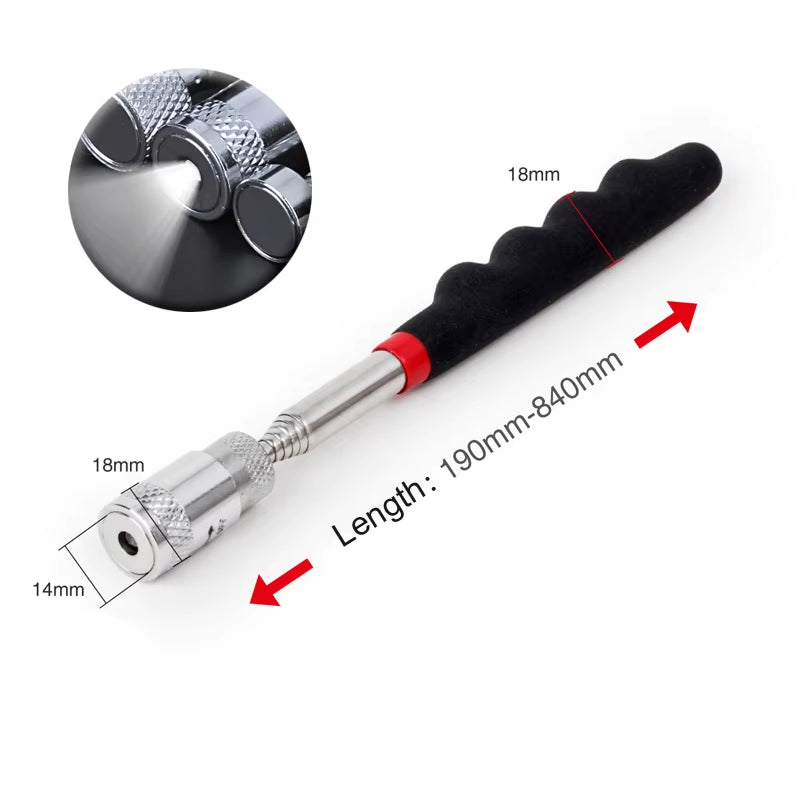 Magnetic Telescopic Pick-Up Tools Grip LED Light Adjustable Extendable Long Reach Pen Handy Tool for Picking up Screws Nuts Bolt