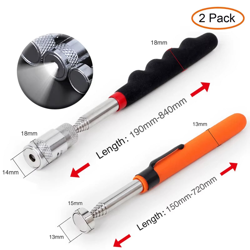 Magnetic Telescopic Pick-Up Tools Grip LED Light Adjustable Extendable Long Reach Pen Handy Tool for Picking up Screws Nuts Bolt
